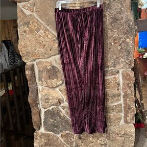H by Halston Velvet Pleated Pants in Deep Burgundy